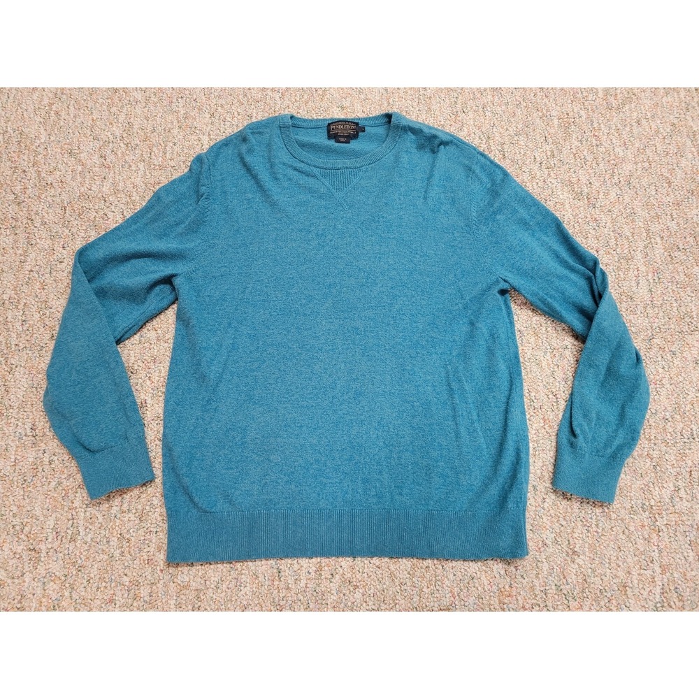 Pendleton Sweater‎ Mens Large Teal Knit Pullover Long Sleeve Casual Outdoors